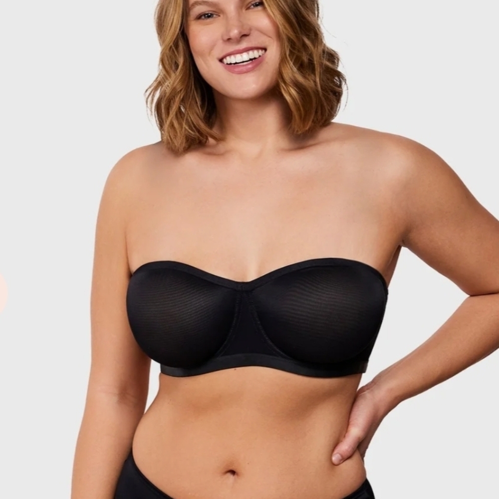 HSIA Bella Sheer Mesh Unlined Underwire Strapless Balconette Bra Black 36DD